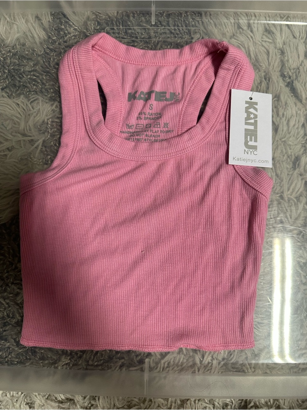 Katie J NYC Light Pink Ribbed Cropped Tank